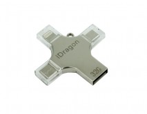 USB Flash iDiskk MFI 8pin/micro/type-c/usb 32GB серебро 