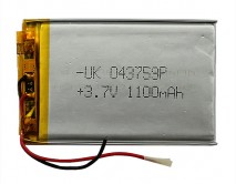 АКБ универсальный 043759P  (4*37*59mm, 1100 mAh), для mp3/mp4