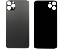 Задняя крышка (стекло) iPhone 11 Pro Max (c увел. вырезом) черная 1кл 
