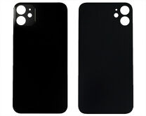 Задняя крышка (стекло) iPhone 11 (c увел. вырезом) черная 1кл 