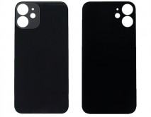 Задняя крышка (cтекло) iPhone 12 Mini (с увел. вырезом) черная 1 класс