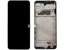 Дисплей Samsung A225F Galaxy A22 + тачскрин + рамка черный (AMOLED Оригинал/Замененное стекло)