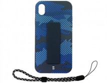 Чехол iPhone XR Камуфляж с держателем (синий)