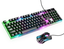 Игровой набор (клавиатура+мышь) HOCO GM11 Terrific glowing, черный, USB соединение, трехцветная LED подсветка 