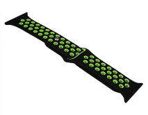 Ремешок Watch Series 38mm/40mm/41mm силиконовый Nike band черно-зеленый #10 