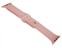 Ремешок Watch Series 42mm/44mm/45mm/49mm силиконовый Nike band светло-розовый/белый #35