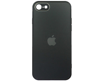 Чехол iPhone 7/8/SE 2020/SE 2022 Matte Glass, с яблоком, черный 