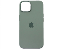 Чехол iPhone 14 Silicone Case MagSafe hi-copy, с яблоком, мятный 