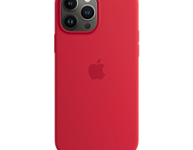 Чехол iPhone 13 Mini Silicone Case MagSafe hi-copy, с яблоком, красный 