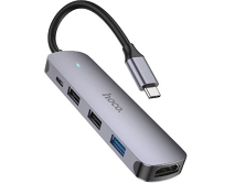 Type-C HUB Hoco HB27 (HDTV+USB3.0+USB2.0*2+PD) серый 