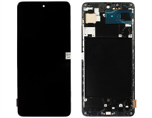 Дисплей Samsung A715F Galaxy A71 + тачскрин + рамка черный (Копия - OLED/Узкая рамка) 