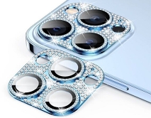 Защитная накладка на камеру iPhone 14/14 Plus 3D со стразами голубая