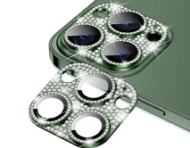 Защитная накладка на камеру iPhone 12 3D со стразами зеленая