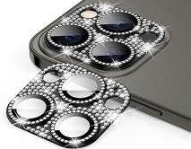 Защитная накладка на камеру iPhone 12 Pro 3D со стразами черная