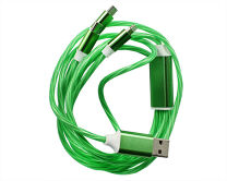 Кабель 3в1 светящийся Lightning+Type-C+microUSB - USB зеленый 